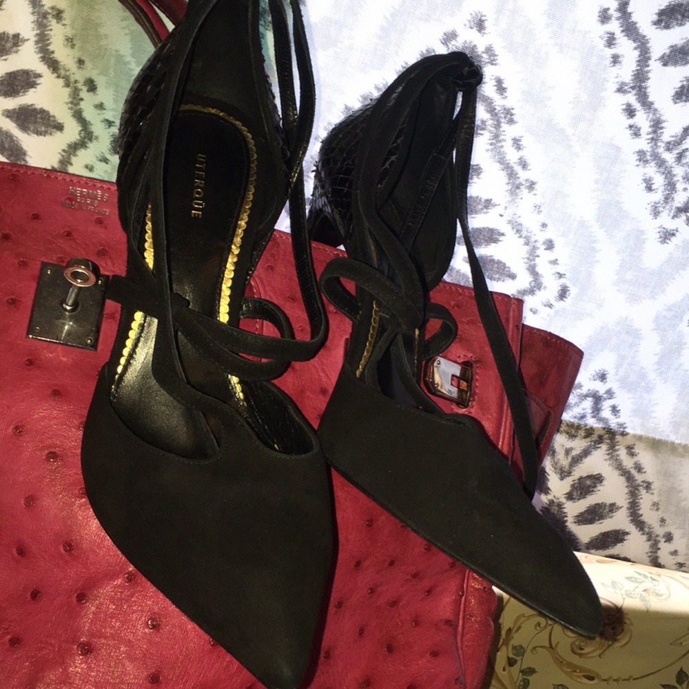 Snake 🐍 leather and suede leather shoes uterqe shoes 👠 - Picture 1 of 8